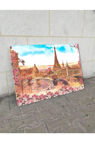 Harikabirev Hari?kabi?rev|beyaz-mavi? -pembe Eifel Kulesi? Tablo 1 |tekli? Çerçevesi?z Yatay Kanvas Tablo - Resim 2