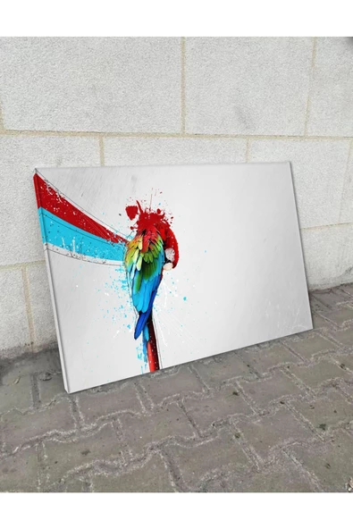 Harikabirev Hari?kabi?rev|kirmizi-yeşi?l-mavi? Kuş Desenli? Tablo |tekli? Çerçevesi?z Yatay Kanvas Tablo - Resim 2