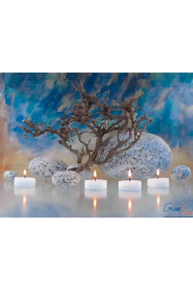 Harikabirev Hari?kabi?rev|mavi?-gri? Mum Detayli Tablo 1|tekli? Çerçevesi?z Yatay Kanvas Tablo - Resim 3