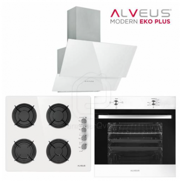 Alveus Beyaz Cam Ankastre Set
