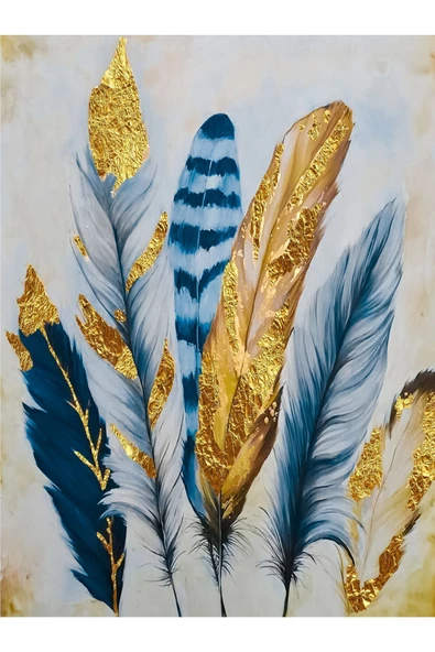 Harikabirev HARİKABİREV|SEVİLEN LACİVERT-GOLD SEVİLEN TÜY KOMBİN|ÇERÇEVELİ CAM TABLO 3LÜ DİKEY - Resim 4