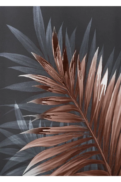 Harikabirev HARİKABİREV|KIRMIZI-GRİ-BEYAZ PALMİYE YAPRAĞI MODELİ |ÇERÇEVELİ TEMPERLİ CAM TABLO TEKLİ DİKEY - Resim 2