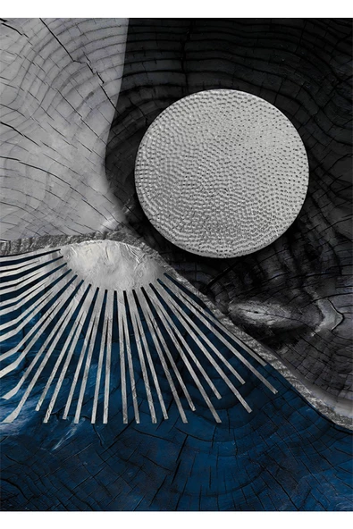 Harikabirev HARİKABİREV|LACİVERT-GÜMÜŞ SEVİLEN SOYUT ŞEKİLLER  KOMBİNİ|ÇERÇEVELİ CAM TABLO 3LÜ DİKEY - Resim 2