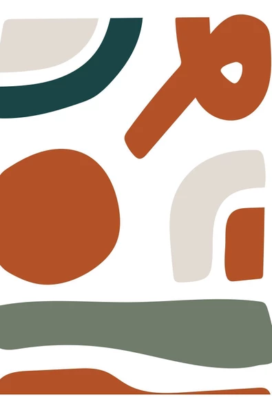 Harikabirev HARİKABİREV|MAVİ-YEŞİL-KİREMİT SOYUT ABSTRACT KOMBİN 1 |ÇERÇEVELİ CAM TABLO 2Lİ DİKEY - Resim 2