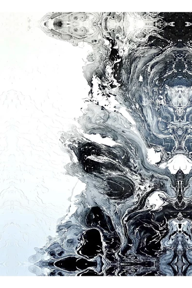 Harikabirev HARİKABİREV|GRİ-SİYAH-BEYAZ SU DALGASI KOMBİN SETİ |ÇERÇEVELİ SAATLİ CAM TABLO - Resim 3