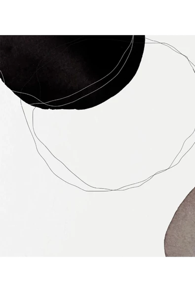 Harikabirev HARİKABİREV|SİYAH-BEYAZ YUVARLAK LİNE DESEN ABSTRACT KOMBİN MODELİ 01 |ÇERÇEVELİ SAATLİ CAM TABLO - Resim 3