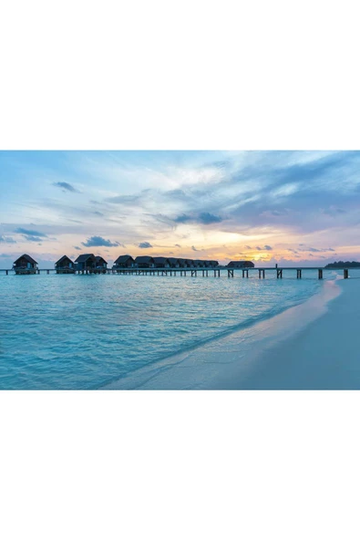 Harikabirev HARİKABİREV|YAZ MANZARALI MAVİ TONLAR DENİZ MODELİ 02|ÇERÇEVELİ TEMPERLİ CAM TABLO TEKLİ YATAY - Resim 2