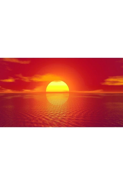 Harikabirev HARİKABİREV|YAZ MANZARALI KIRMIZI GÜNBATIMI MODELİ 2|ÇERÇEVELİ TEMPERLİ CAM TABLO TEKLİ YATAY - Resim 2