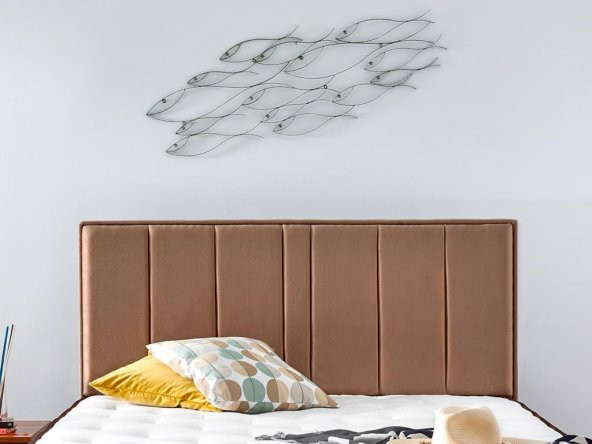 Niron Comfort Başlık 160 cm Çift Kişilik Yatak Başlığı Sütlü Kahve Kumaş Başlık - 2
