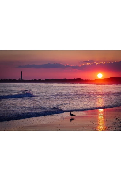 Harikabirev HARİKABİREV|YAZ MANZARALI KIRMIZI TONLAR GÜNBATIMI 1|ÇERÇEVELİ TEMPERLİ CAM TABLO TEKLİ YATAY - Resim 2