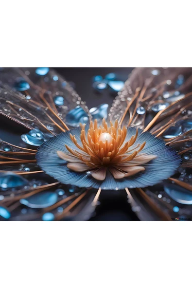 Harikabirev HARİKABİREV|TURUNCU-MAVİ-SİYAH SOYUT ÇİÇEK KOMBİNİ 01 |ÇERÇEVELİ TEMPERLİ CAM TABLO 3LÜ YATAY - Resim 2