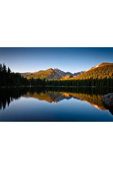 Harikabirev HARİKABİREV|SONBAHAR MANZARALI MAVİ GÖL MANZARASI 1|ÇERÇEVELİ TEMPERLİ CAM TABLO TEKLİ YATAY - Resim 2