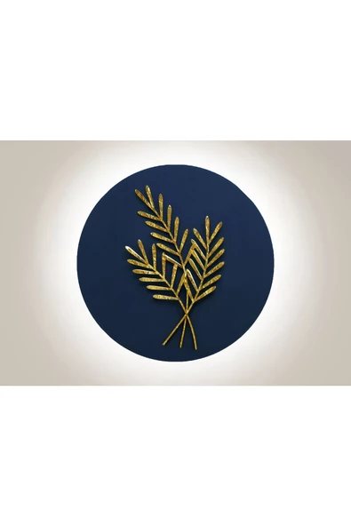 Harikabirev HARİKABİREV|LACİVERT-GOLD SEVİLEN SONSUZLUK ÇİÇEK YAPRAK |ÇERÇEVELİ TEMPERLİ CAM TABLO 3LÜ YATAY - Resim 4