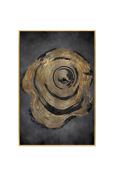 Harikabirev HARİKABİREV|GOLD-SİYAH SEVİLEN SOYUT ŞEKİL 1 |ÇERÇEVELİ TEMPERLİ CAM TABLO TEKLİ DİKEY - Resim 2