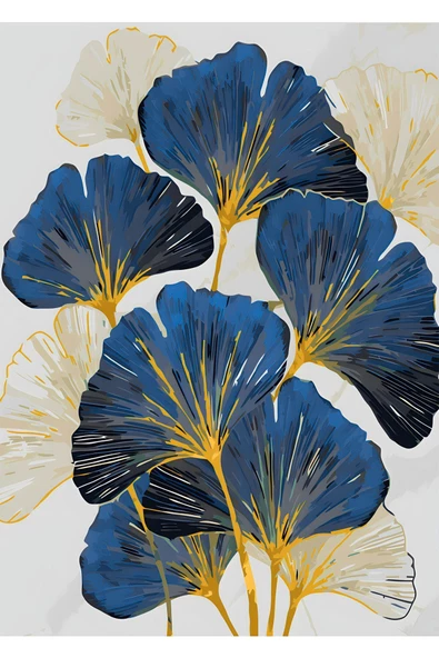 Harikabirev HARİKABİREV|LACİVERT-GOLD SEVİLEN SONSUZLUK ÇİÇEK YAPRAK |ÇERÇEVELİ TEMPERLİ CAM TABLO 3LÜ YATAY - Resim 2