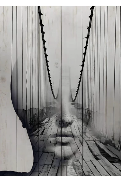 Harikabirev HARİKABİREV|SİYAH BEYAZ SOYUT ABSTRACT KADIN 2 |ÇERÇEVELİ TEMPERLİ CAM TABLO TEKLİ DİKEY - Resim 4