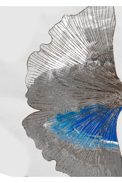 Harikabirev HARİKABİREV|LACİVERT-GÜMÜŞ SONSUZLUK ÇİÇEĞİ- SOYUT 3|ÇERÇEVELİ CAM TABLO 3LÜ DİKEY - Resim 2