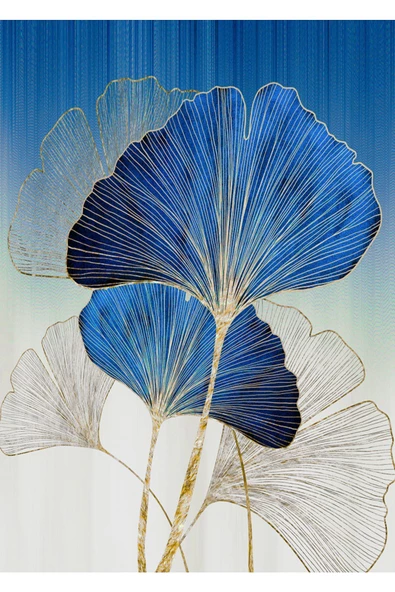 Harikabirev HARİKABİREV|LACİVERT-GÜMÜŞ SONSUZLUK ÇİÇEĞİ- SOYUT 3|ÇERÇEVELİ CAM TABLO 3LÜ DİKEY - Resim 3