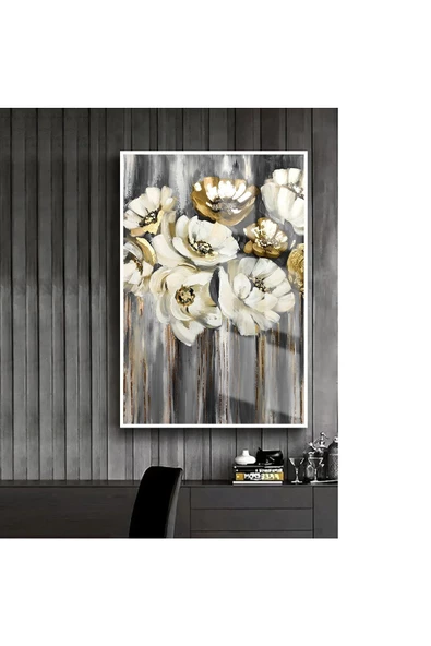 Harikabirev HARİKABİREV|SİYAH-GOLD SEVİLEN ÇİÇEK TABLOSU 1 |ÇERÇEVELİ TEMPERLİ CAM TABLO TEKLİ DİKEY ürün görseli