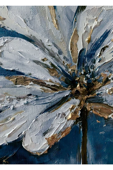 Harikabirev HARİKABİREV|LACİVERT-GÜMÜŞ-GOLD YAPRAK- SOYUT ABSTRACT KOMBİNİ|ÇERÇEVELİ CAM TABLO 3LÜ DİKEY - Resim 4