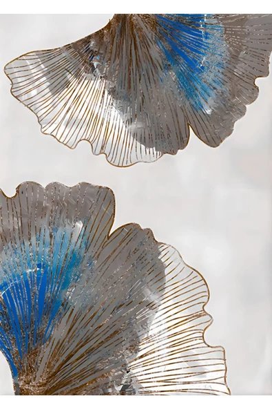 Harikabirev HARİKABİREV|LACİVERT-GÜMÜŞ SONSUZLUK ÇİÇEĞİ- SOYUT 3|ÇERÇEVELİ CAM TABLO 3LÜ DİKEY - Resim 4