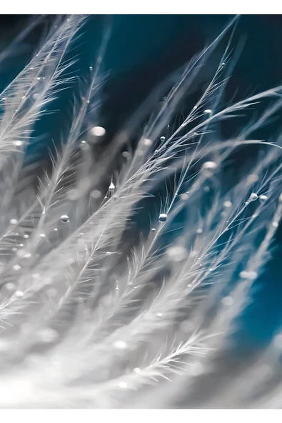 Harikabirev HARİKABİREV|DENİZ MAVİSİ TÜY-SOYUT KOMBİNİ 3 |ÇERÇEVELİ CAM TABLO 3LÜ DİKEY - Resim 2