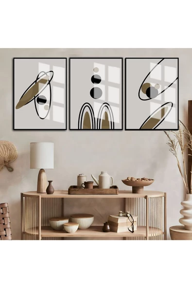 Harikabirev HARİKABİREV|YEŞİL-SİYAH VEKTÖREL KOMBİN |ÇERÇEVELİ CAM TABLO 3LÜ DİKEY ürün görseli