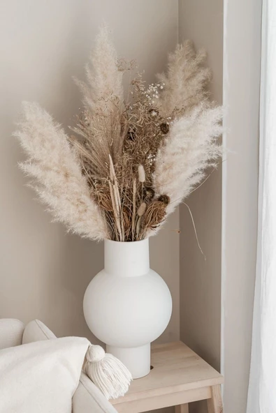 Harikabirev HARİKABİREV|SOFT RENK PÜSKÜL VE MUM KOMBİNİ BEYAZ KREM |ÇERÇEVELİ CAM TABLO 3LÜ DİKEY - Resim 4