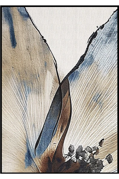 Harikabirev HARİKABİREV|KREM-GRİ ÇİÇEK DESENLİ SOYUT MODEL 02  |ÇERÇEVELİ TEMPERLİ CAM TABLO TEKLİ DİKEY - Resim 2