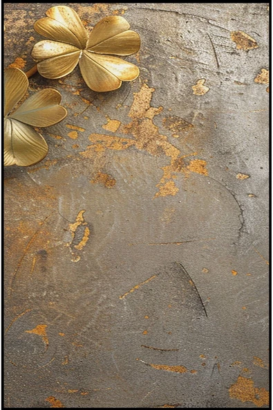 Harikabirev HARİKABİREV|GOLD-BRONZ ÇİÇEK KOMBİNİ |TEMPERLİ ÇERÇEVELİ CAM TABLO  2Lİ DİKEY - Resim 3