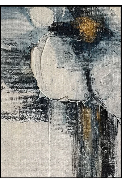 Harikabirev HARİKABİREV|GRİ-SARI RENK SOYUT ÇİÇEK KOMBİNİ |TEMPERLİ ÇERÇEVELİ CAM TABLO  2Lİ DİKEY - Resim 3