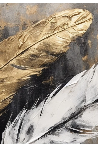 Harikabirev HARİKABİREV|SİYAH-GOLD-BEYAZ TÜY KOMBİNİ |ÇERÇEVELİ CAM TABLO  3LÜ DİKEY - Resim 3