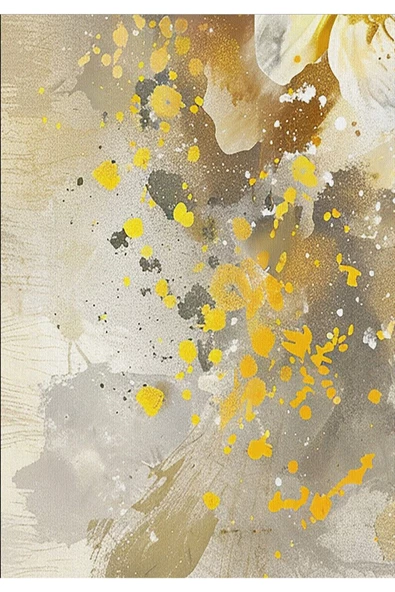 Harikabirev HARİKABİREV|SARI-GRİ ÇİÇEK DESENLİ KOMBİN |ÇERÇEVELİ CAM TABLO  3LÜ DİKEY - Resim 3