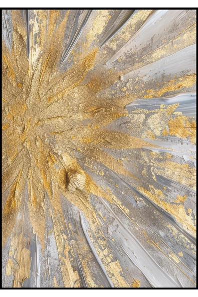 Harikabirev HARİKABİREV|GOLD-GRİ SOYUT DESENLİ KOMBİNİ |TEMPERLİ ÇERÇEVELİ CAM TABLO  2Lİ DİKEY - Resim 3