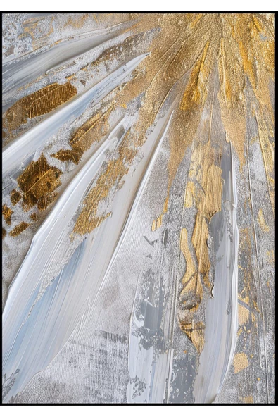 Harikabirev HARİKABİREV|GOLD-GRİ SOYUT DESENLİ KOMBİNİ |TEMPERLİ ÇERÇEVELİ CAM TABLO  2Lİ DİKEY - Resim 2