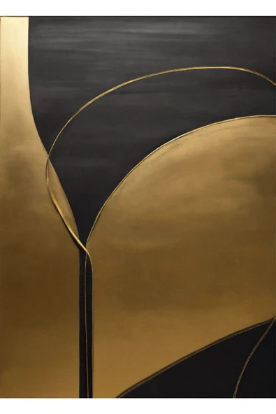 Harikabirev HARİKABİREV|SİYAH-GOLD SOYUT KOMBİNİ |ÇERÇEVELİ CAM TABLO  3LÜ DİKEY - Resim 5