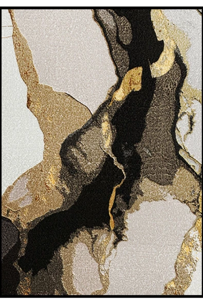 Harikabirev HARİKABİREV|SİYAH-BRONZ SOYUT KOMBİNİ |TEMPERLİ ÇERÇEVELİ CAM TABLO  2Lİ DİKEY - Resim 2