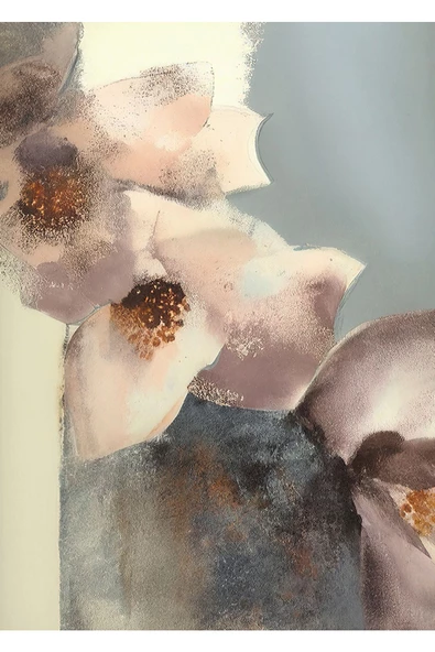 Harikabirev HARİKABİREV|KREM-GRİ SOYUT ÇİÇEK YAPRAK KONMBİN |TEMPERLİ ÇERÇEVELİ CAM TABLO  2Lİ DİKEY - Resim 3