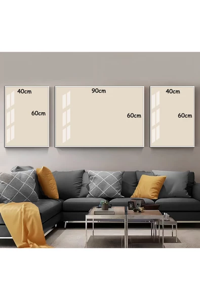 Harikabirev HARİKABİREV|BEJ-GOLD-BEYAZ ÇİÇEK KOMBİNİ|ÇERÇEVELİ TEMPERLİ CAM TABLO 3LÜ YATAY - Resim 7