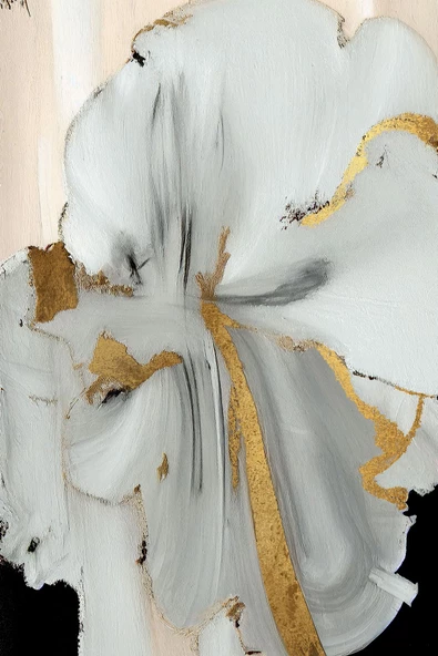 Harikabirev HARİKABİREV|BEJ-GOLD-BEYAZ ÇİÇEK KOMBİNİ|ÇERÇEVELİ TEMPERLİ CAM TABLO 3LÜ YATAY - Resim 4