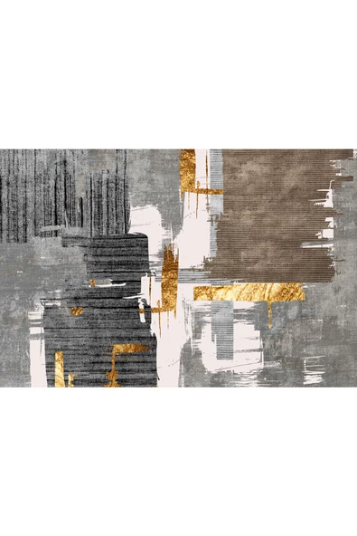 Harikabirev HARİKABİREV|SİYAH-GRİ-GOLD SOYUT ÇİÇEK KOMBİNİ 02 |ÇERÇEVELİ TEMPERLİ CAM TABLO 3LÜ YATAY - Resim 4