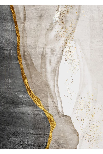 Harikabirev HARİKABİREV|SİYAH-GRİ-GOLD SOYUT ÇİÇEK KOMBİNİ 02 |ÇERÇEVELİ TEMPERLİ CAM TABLO 3LÜ YATAY - Resim 2