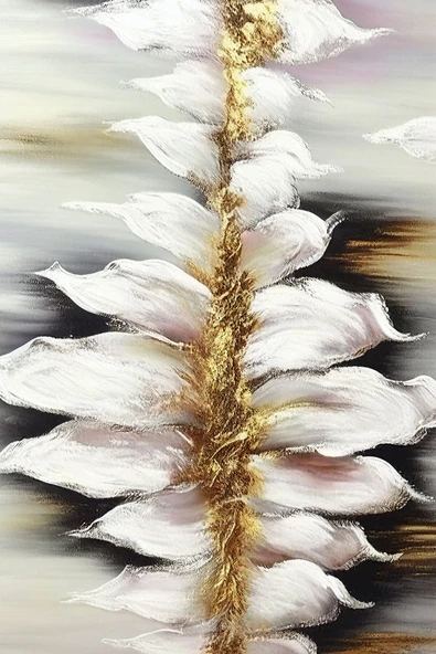 Harikabirev HARİKABİREV|GRİ-SİYAH-GOLD SOYUT YAPRAK KOMBİNİ|ÇERÇEVELİ TEMPERLİ CAM TABLO 3LÜ YATAY - Resim 4