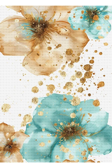 Harikabirev HARİKABİREV|SU YEŞİLİ-KAHVEERENGİ ÇİÇEK KOMBİNİ|ÇERÇEVELİ TEMPERLİ CAM TABLO 3LÜ YATAY - Resim 4