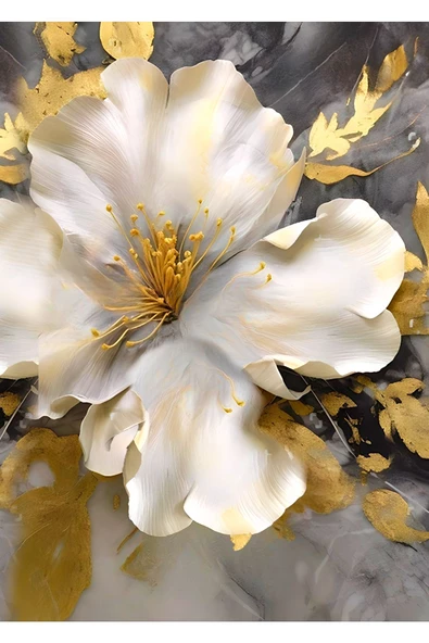 Harikabirev HARİKABİREV|GRİ-GOLD SOFT SOYUT ÇİÇEK KOMBİNİ |ÇERÇEVELİ CAM TABLO  3LÜ DİKEY - Resim 4