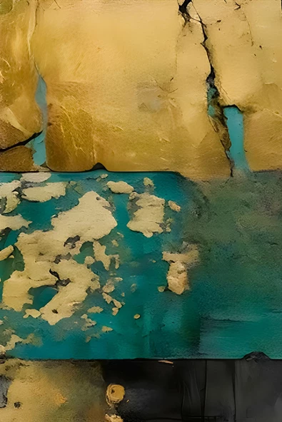 Harikabirev HARİKABİREV|ZÜMRÜT YEŞİL GOLD RENK ABSTRACT ART |ÇERÇEVELİ CAM TABLO  3LÜ DİKEY - 4
