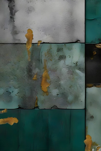 Harikabirev HARİKABİREV|ZÜMRÜT YEŞİL GOLD RENK ABSTRACT ART |ÇERÇEVELİ CAM TABLO  3LÜ DİKEY - 2