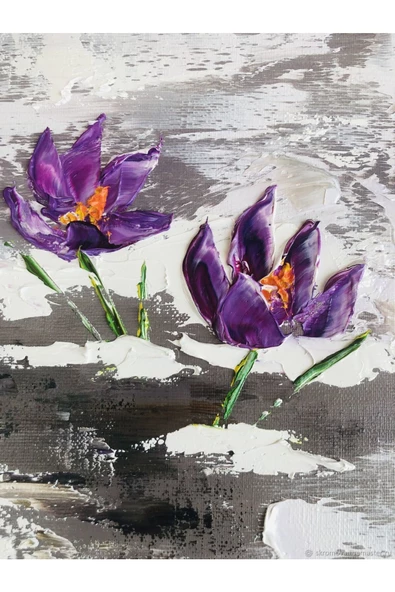 Harikabirev HARİKABİREV|GRİ-MOR ÇİÇEK BOYAMA GÖRÜNÜMLÜ KOMBİN|ÇERÇEVELİ CAM TABLO  3LÜ DİKEY - Resim 4