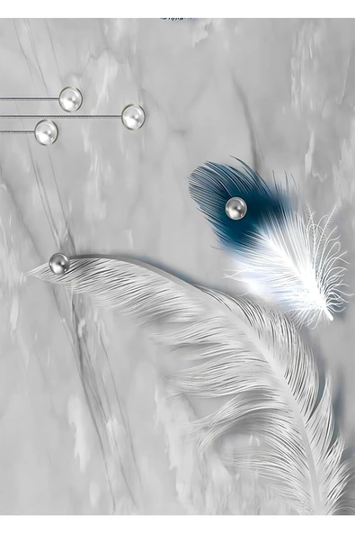 Harikabirev HARİKABİREV|GRİ-LACİVERT SOYUT TÜY KOMBİNİ |ÇERÇEVELİ CAM TABLO  3LÜ DİKEY - Resim 3