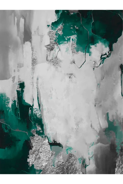 Harikabirev HARİKABİREV|GRİ-YEŞİL SOYUT DESEN ÇİÇEK KOMBİNİ|ÇERÇEVELİ CAM TABLO  3LÜ DİKEY - Resim 4